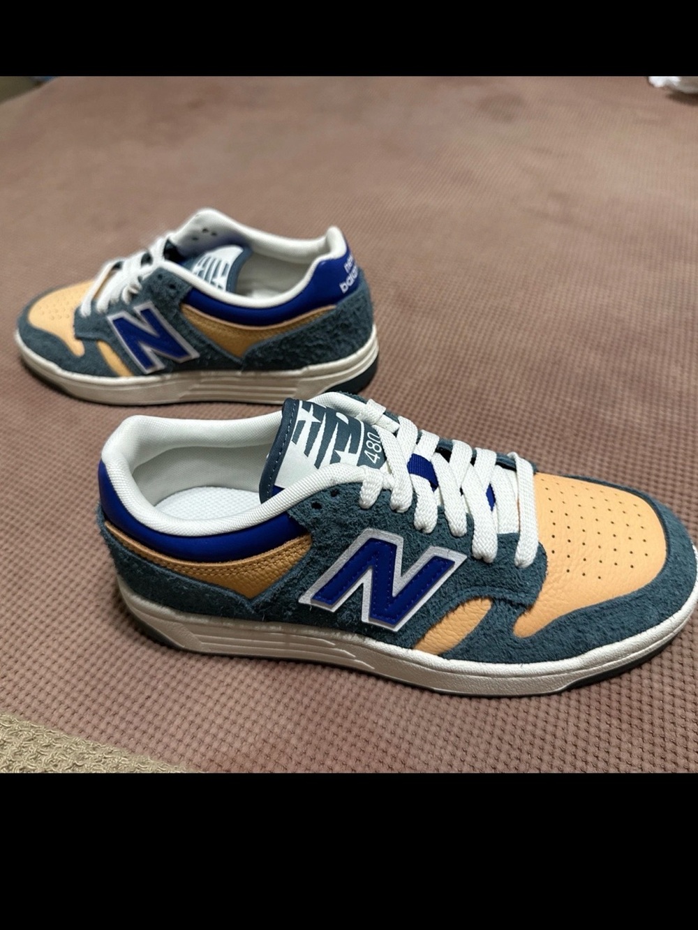 New Balance 480 Green Orange Sneakers GS 5Y Womens 6.5⁠